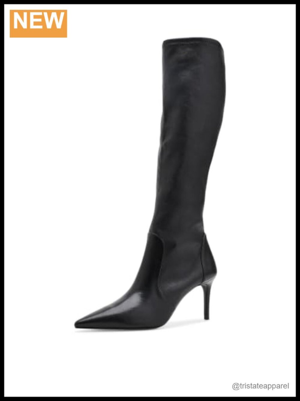 Knee-High Leather Stiletto Boots Slip-On